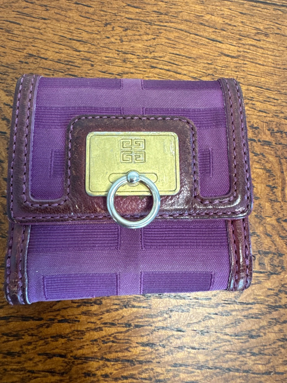 Givenchy Vintage Purple 4G Jacquard & Leather Compact Wallet